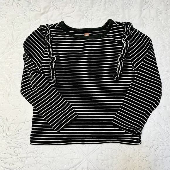 Tea Collection Striped Ruffle Flutter Top Size 4 - Picture 2 of 4